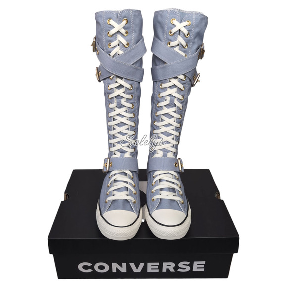 Converse XXHI Triple Buckle Strap Wet Stone Blue Knee High Sneaker Womens 10.5 - Picture 2 of 10